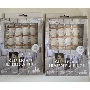 Ashland Clip Lights Strand 45 Cool White LED Lights LED 16 Clips Fairy Lts 2 Set